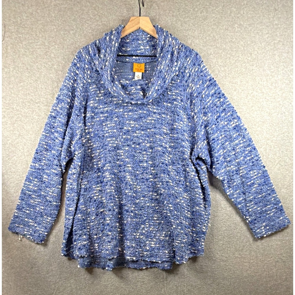 Ruby Rd. Blue Boucle Cowl Neck Sweater - 3X NWT